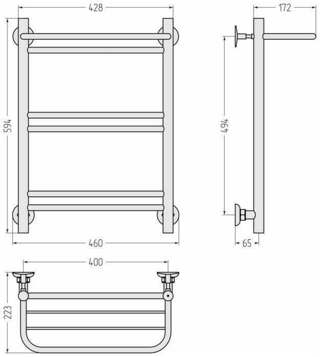 Стилье Водяной полотенцесушитель 600x400, Версия-Н1, 12621-6040 цвет: белый
