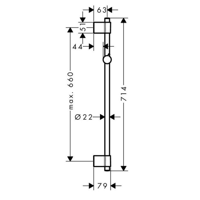 Душевая штанга Varia 72см Unica Hansgrohe, хром арт. 27355000