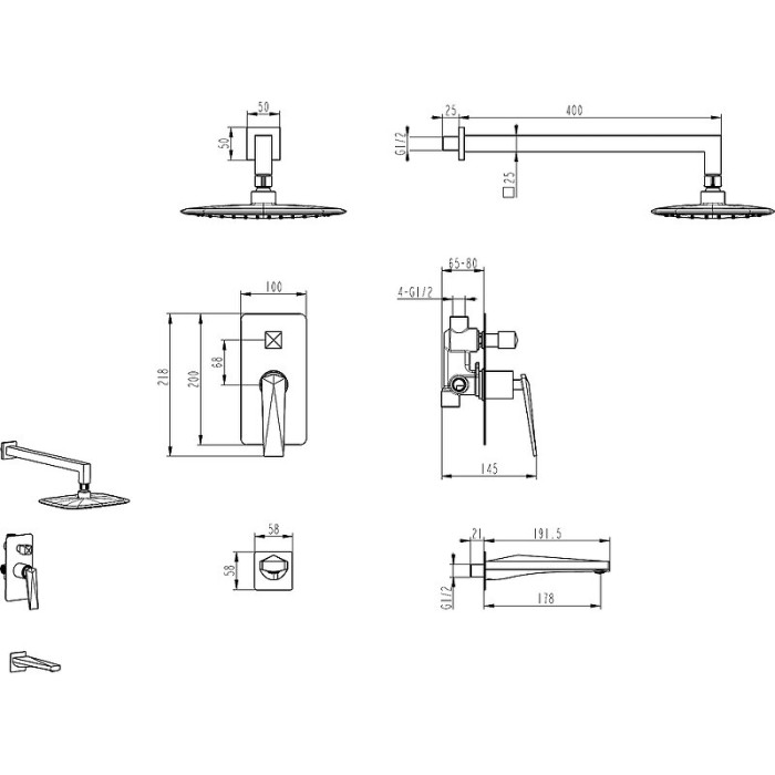 Душевая система, Black Chrome, Venturo Boheme 374-B-2