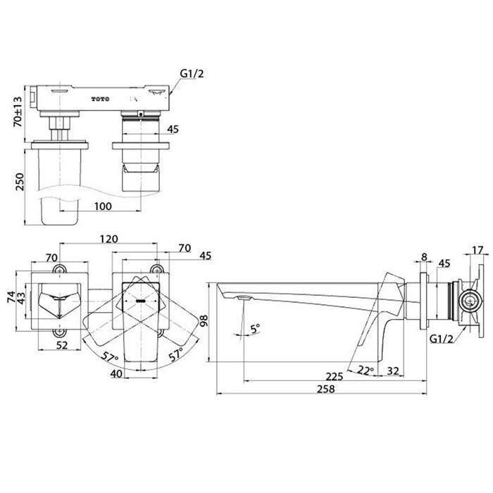 Смеситель для раковины, GE TOTO, TLG07308R цвет: хром