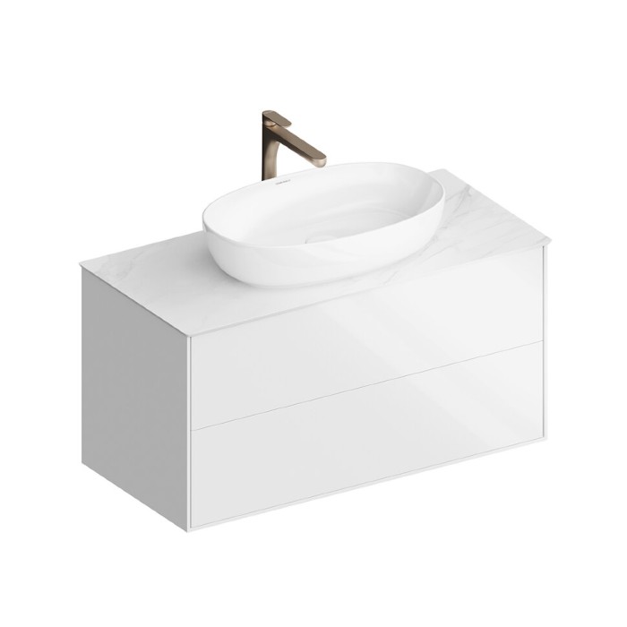 Тумба подвесная 100см, 2 ящика, Plaza modern Kerama Marazzi, белый - PLB.M.100.2\WHT