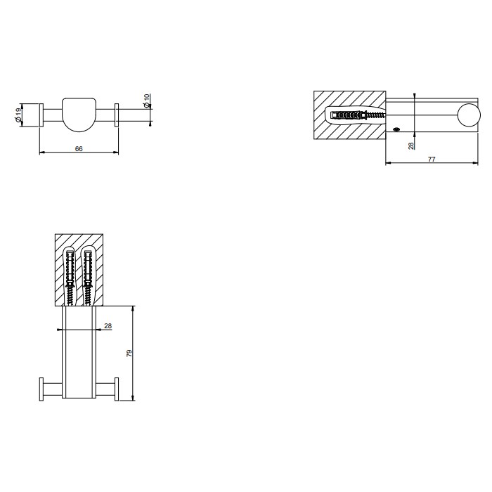 Крючок двойной, Gessi Rilievo, хром арт. 59522#031