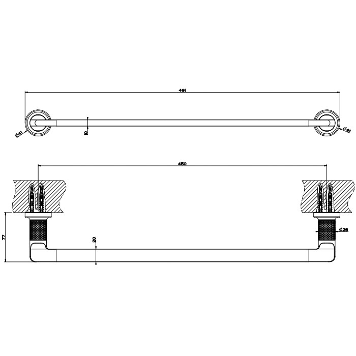 Полотенцедержатель, 45 см, Gessi Inciso, золото арт. 58500#246