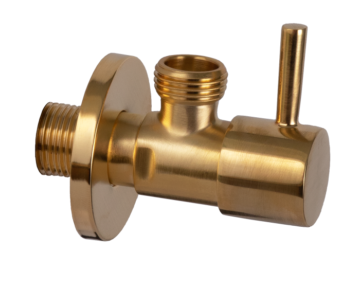 Запорный вентиль 1/2*1/2 золото матовый, Remer, 128L1212BG
