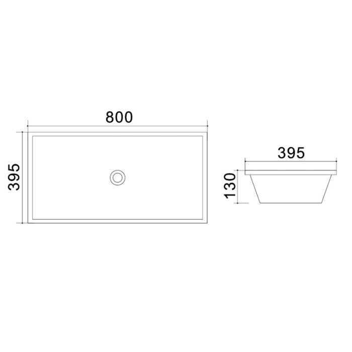 Раковина 80х39,5х13, накладная, белая, Azario - AZ-4277