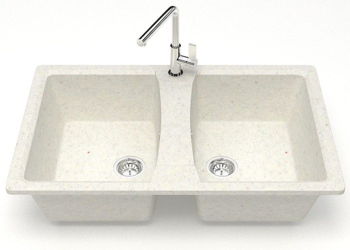 Кухонная мойка Elmas 780х500х190 двойная, искусственный мрамор, хлопок, Azario Elmas - CS00079898