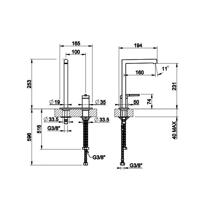 Смеситель для раковины высокий с длинным изливом, с донным клапаном, Gessi Ingranaggio, хром арт. 63516#031