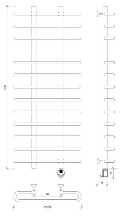 Полотенцесушитель электрический 120x20x60 Венеция 5 Secado арт. 4673739234303