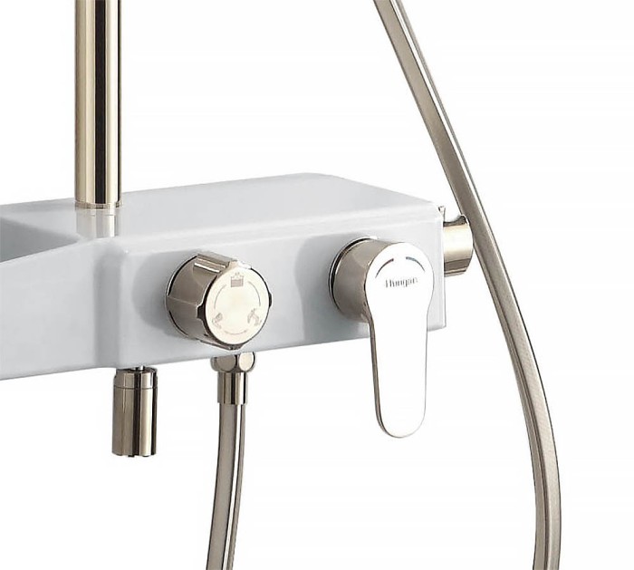 Душевая система с поворотным изливом, керамический картридж, белый/золото, Azario NEVO арт. AZ-801-1