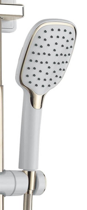 Душевая система с поворотным изливом, керамический картридж, белый/золото, Azario NEVO арт. AZ-801-1