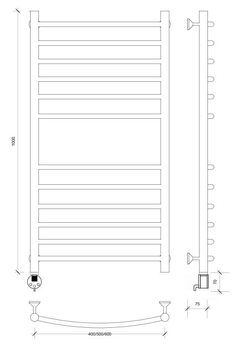 Полотенцесушитель электрический 100x60 Милан 4 Secado арт. 4673739238714