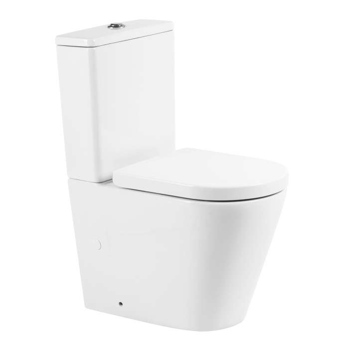 Унитаз-компакт безободковый со смывом TORNADO, BelBagno, белый глянцевый, FLAY-R арт. BB2149CP-TOR/BB2149T/BB865SC