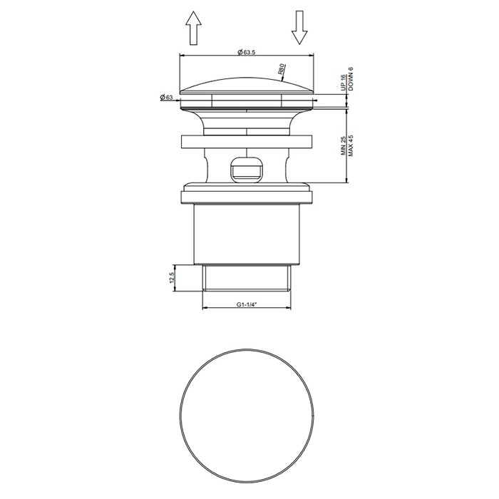 Автоматический донный клапан “Stop&Go” для раковины c переливом, Gessi Technical accessorie, 01408#299 цвет: черный