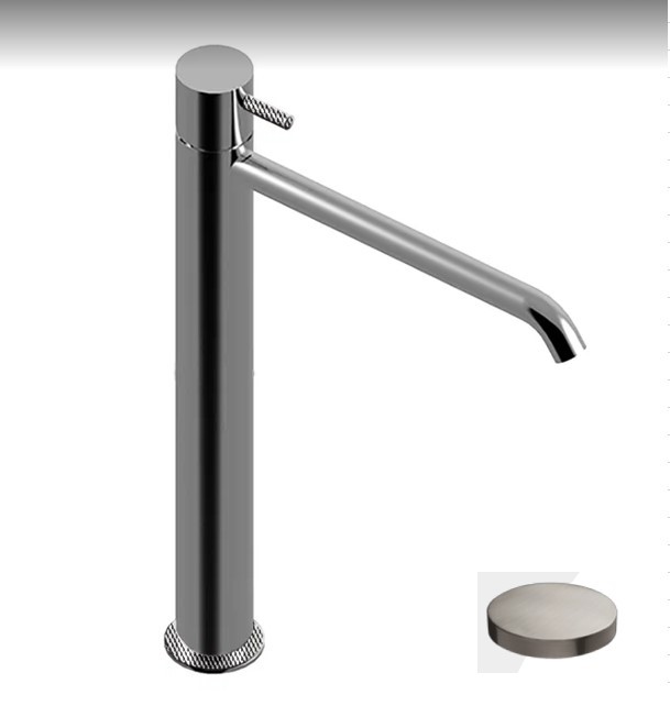 Высокий однорычажный смеситель для раковины, с удлиненным изливом, Giulini My future deluxe, никель матовый арт. 5939/SCDNKO