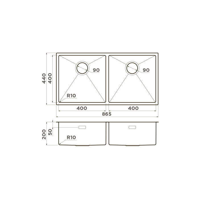 Кухонная мойка Omoikiri Taki 86-2-U, цвет IF Side-GM нерж. сталь, цвет вороненая сталь арт. 4993793