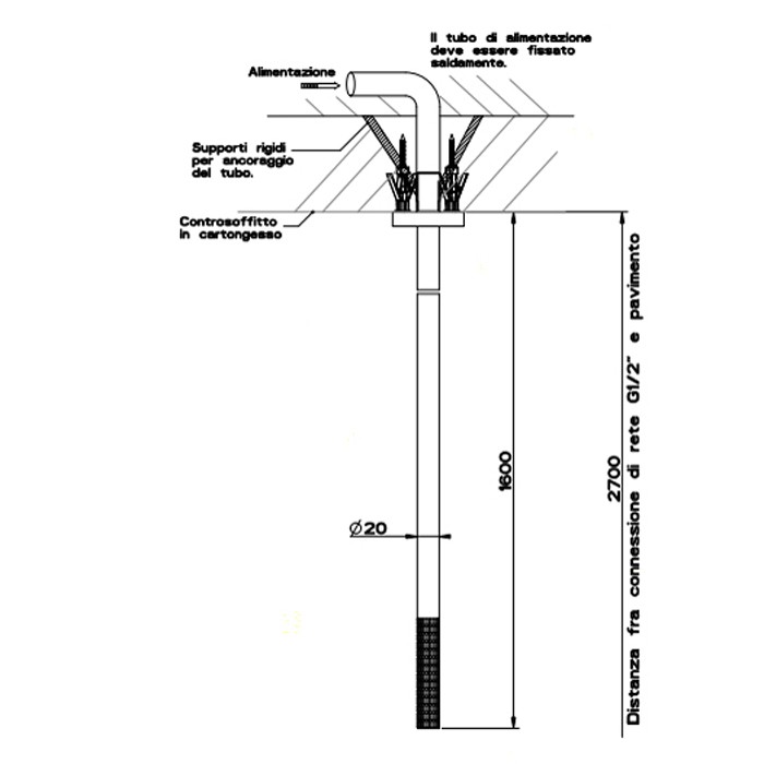 Излив потолочный с удаленным управлением, Gessi Meccanica, шлифованная сталь арт. 54299#239