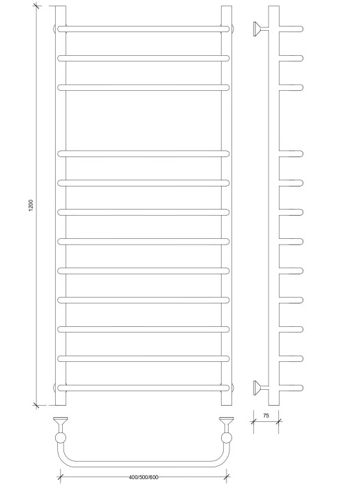Полотенцесушитель водяной 120x40 Мерида 5 (хром) Secado арт. 4603777445881