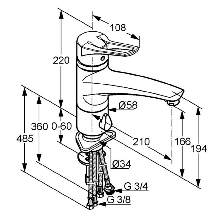 Однорычажный смеситель для кухни, для безнапорных водонагревателей, с дополнительным краном, mx Kludi, хром - 399070562