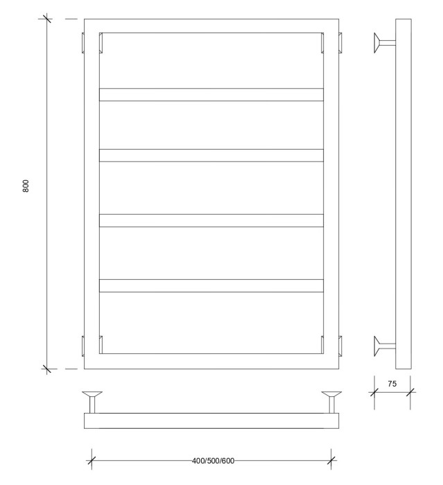 Полотенцесушитель водяной 80x50 Парма 2 (черный) Secado арт. 4673739246849
