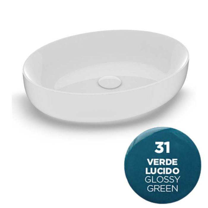 Накладная раковина, 55x42xh14 см, Olympia ceramica Metamorfosi, зеленый глянцевый арт. MET42O6031