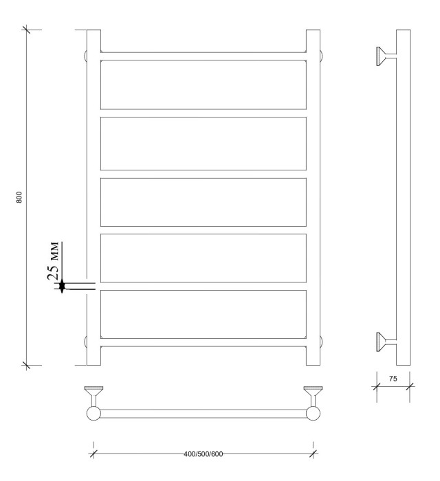 Полотенцесушитель водяной 80x40 Триада 1 плюс (хром) Secado арт. 4673739246405