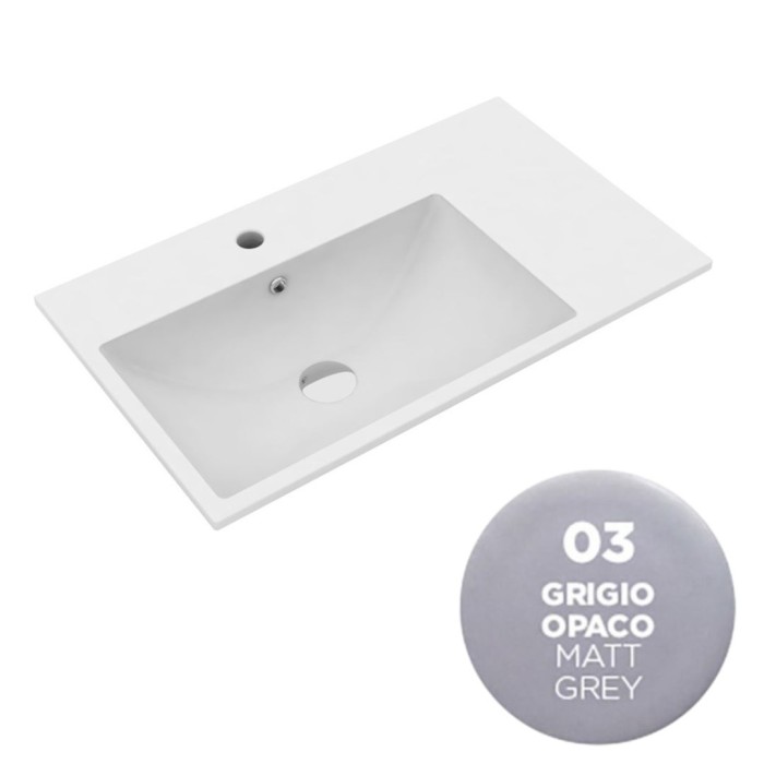 Раковина 90x45 см, с 1 отв. подвесная, встраиваемая, Olympia ceramica Tutto evo, серый матовый арт. TUE4890103