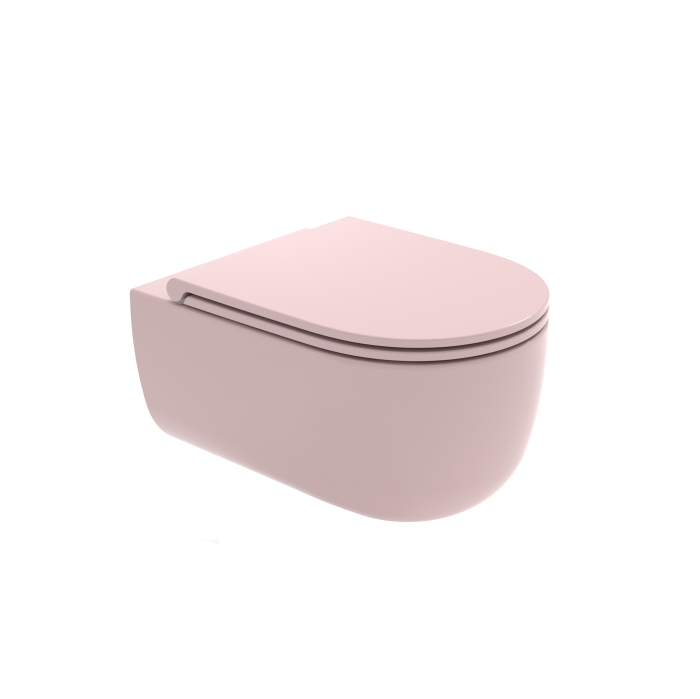 Унитаз подвесной, безободковый, с креплениями, Olympia ceramica Milady, розовый глянцевый арт. MIL120209