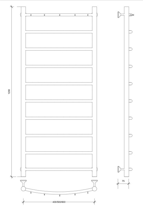 Полотенцесушитель водяной 120x40 Милан 1 К (черный) Secado арт. 4673739226315