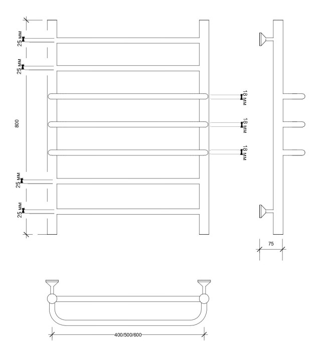 Полотенцесушитель водяной 80x50 Триест (черный) Secado арт. 4603777471026
