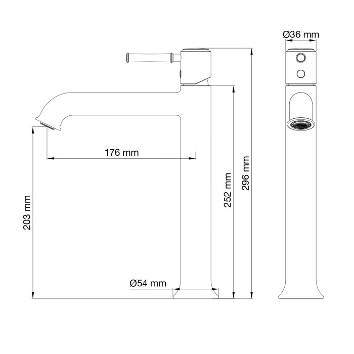Смеситель для раковины высокий, Wonzon & Woghand Tor, WW-88019073-MB цвет: черный