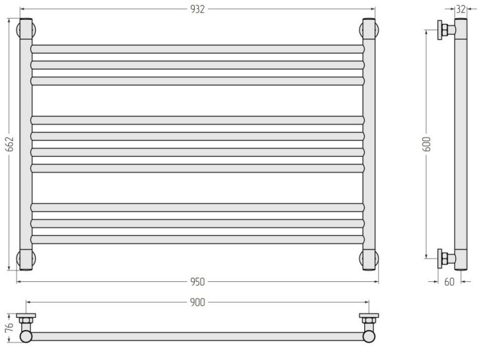 Сунержа Водяной полотенцесушитель 600x900, Богема L, 05-0202-6090 цвет: состаренная бронза