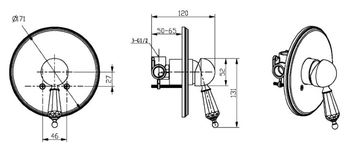 Смеситель для душа, хром, Brillante Boheme 345