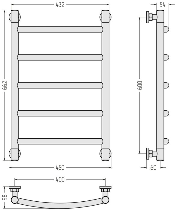 Сунержа Водяной полотенцесушитель 600x400, Галант+, 30-0200-6040 цвет: матовый белый