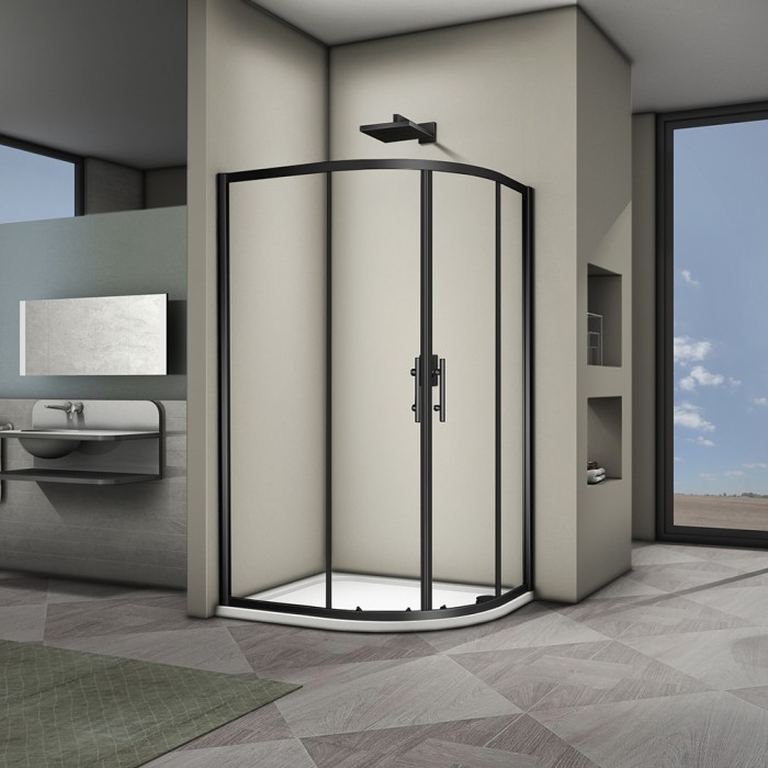 Душевой угол 1000x800x1900, Veconi Rovigo, черный, стекло прозрачное арт. RV08B-10080-01-C3