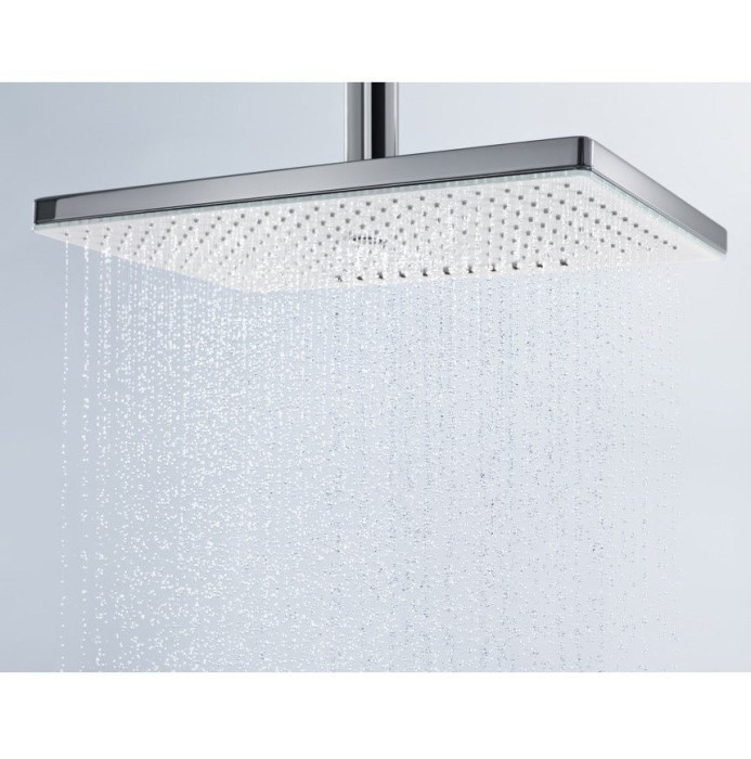 Верхний душ с потолочным кронштейном скрытого монтажа Rainmaker Select Hansgrohe, белый, хром арт. 24012400