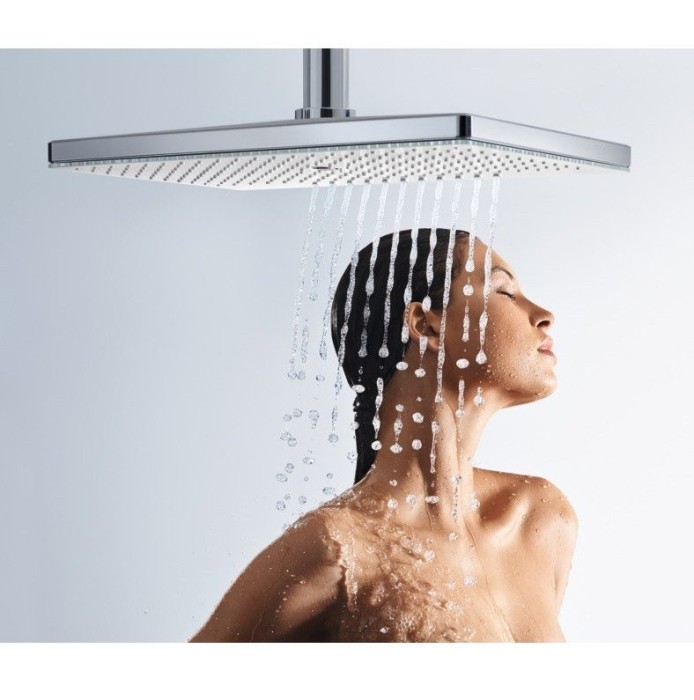 Верхний душ с потолочным кронштейном скрытого монтажа Rainmaker Select Hansgrohe, белый, хром арт. 24012400
