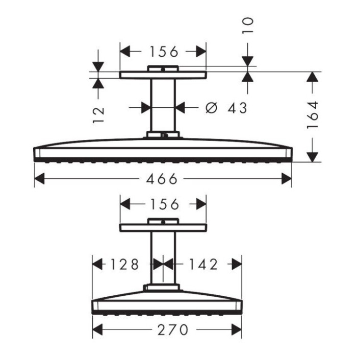 Верхний душ с потолочным кронштейном скрытого монтажа Rainmaker Select Hansgrohe, белый, хром арт. 24012400