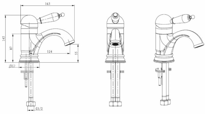 Смеситель для раковины, золото, Tradizionale Oro Boheme 281