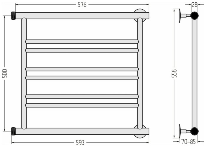 Стилье Водяной полотенцесушитель 500x600, Минор 0601, 00601-5060 цвет: без покрытия