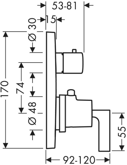 Термостат для душа Citterio Axor, шлифованная медь арт. 39700950