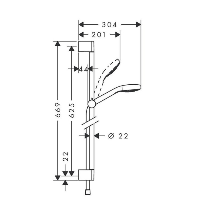 Душевой гарнитур Vario со штангой 65см Croma Select S Hansgrohe, белый, хром арт. 26562400