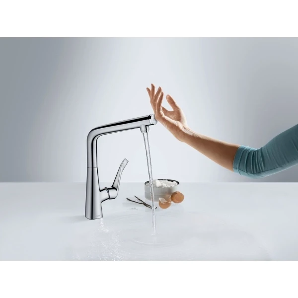 Смеситель для кухни, с вытяжным изливом, Hansgrohe Metris M71, нержавеющая сталь арт. 14821800
