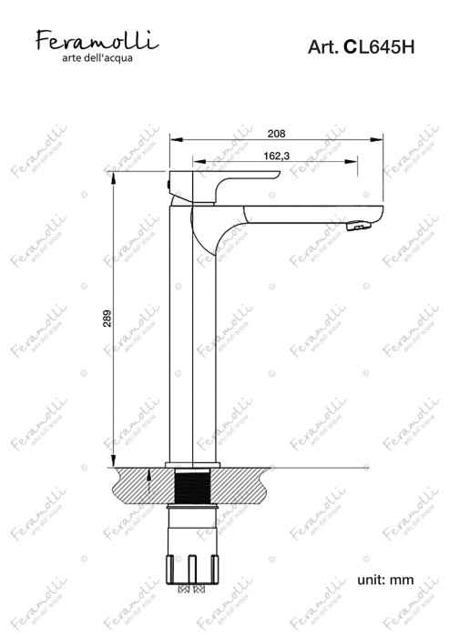 Смеситель для отдельностоящей раковины, хром, Pura Feramolli - CL645H