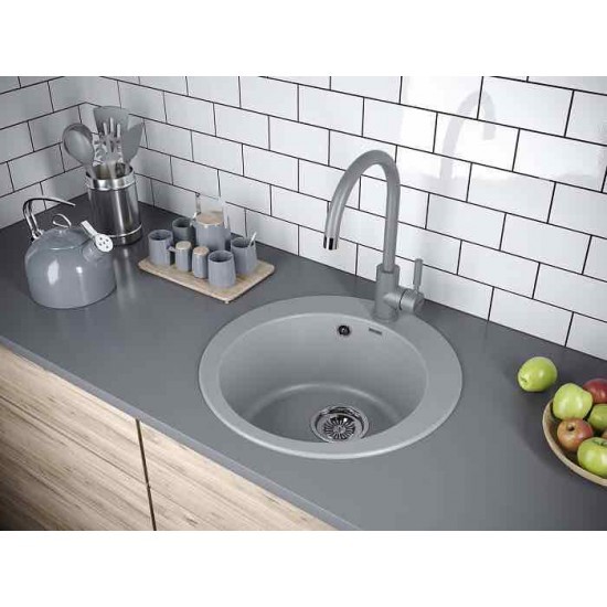 Мойка для кухни гранит D475 Paulmark GELEGEN 50, серый металлик - PM404800-GRM