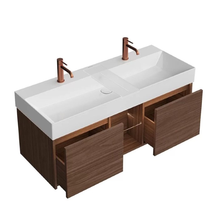 Тумба подвесная 120см, 2 ящика + открытая зона, Grande Kerama Marazzi, коричневый - GR.120.2\SNUT