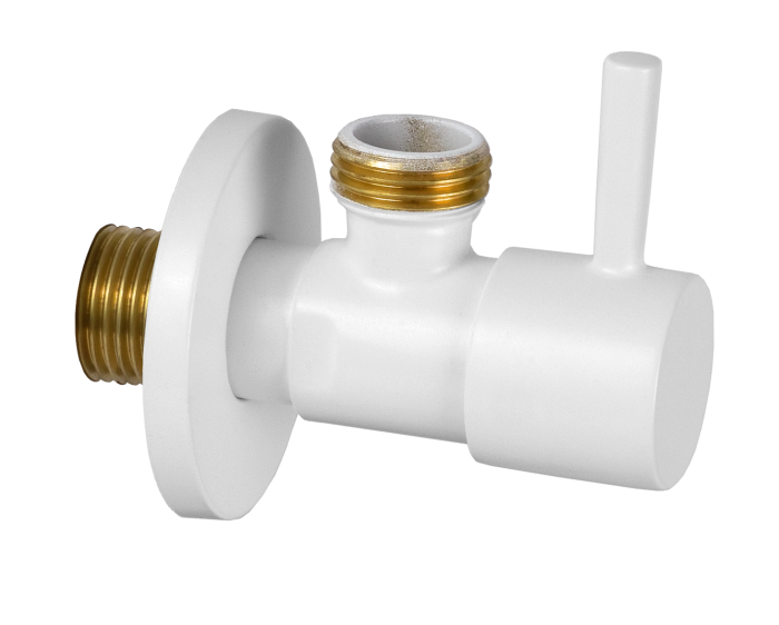 Запорный вентиль 1/2*1/2 белый матовый, Remer, 128L1212BO