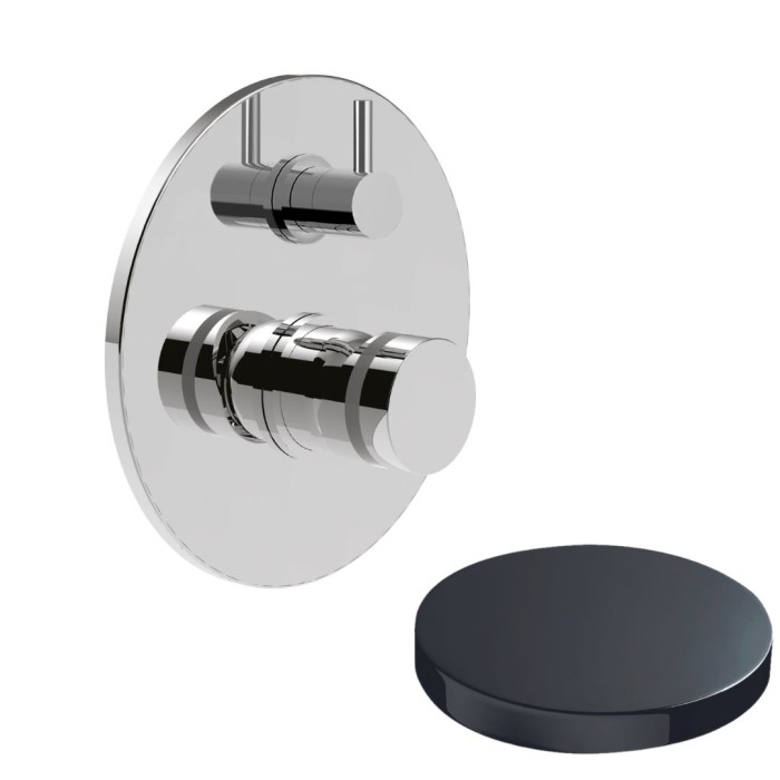 Встраиваемый смеситель для душа на 3 режима, поворотный переключатель, Giulini My ring, хром черный глянц арт. MR0064-3EPCRN