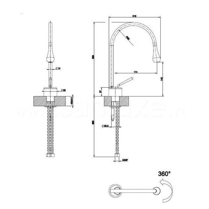 Смеситель для раковины на 1 отверстие, излив 174мм R=90, Gessi Goccia, белый арт. 33601#279