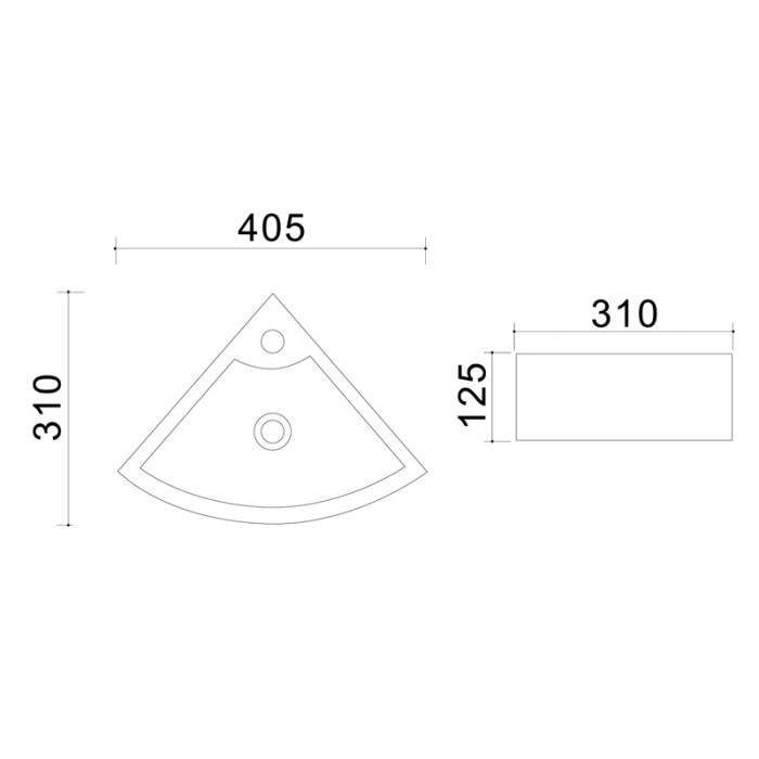 Раковина 43.5х31х12.5, угловая, белая, Azario - AZ-4299