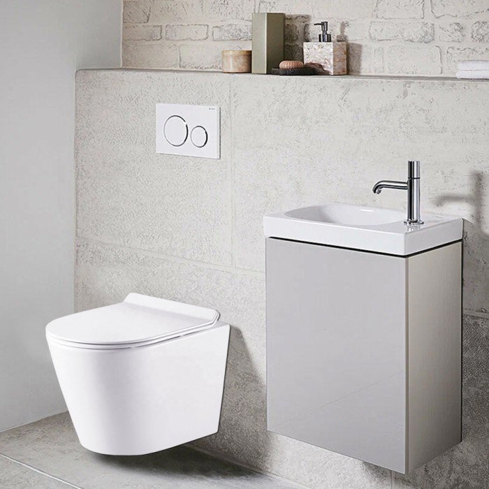 Подвесной унитаз 535x365x310 безободковый, в комплекте с сиденьем микролифт, белый, Azario FONTI арт. AZ-402W